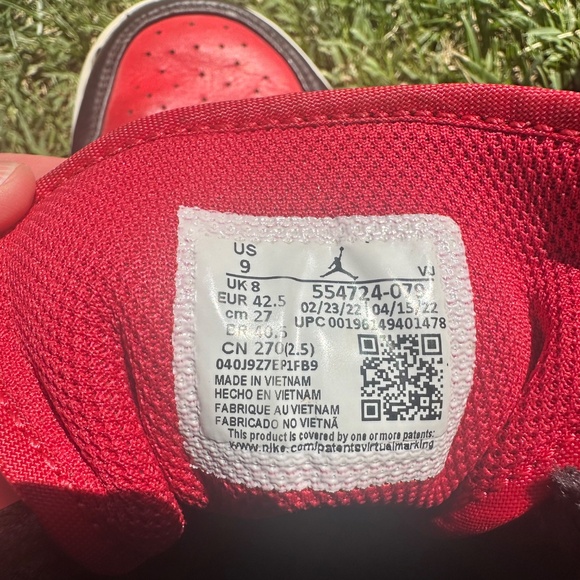 AIR JORDAN 1 MID - WHITE, BLACK, RED - SZ 9 - Picture 6 of 7